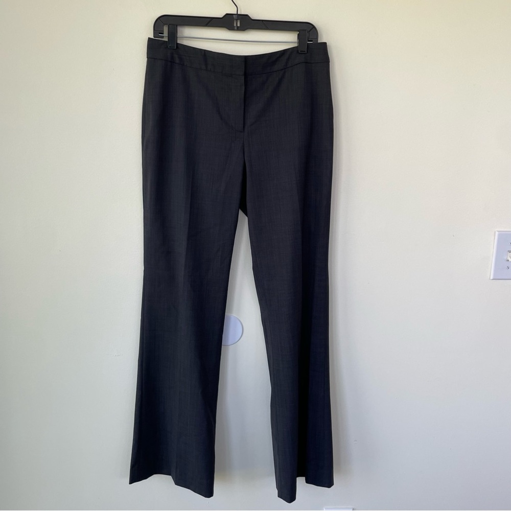 Elie Tahari Navy Blue Grey Weave Wool Trouser Pant size 8 Classic Quiet Luxury